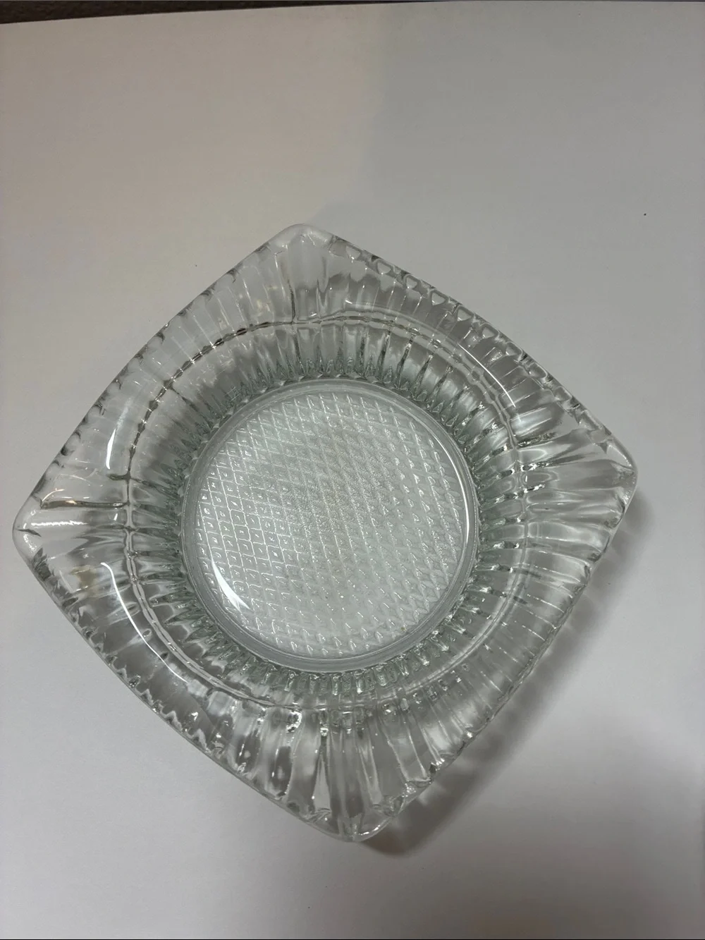 Clear Glass Round & Square Ashtray Set